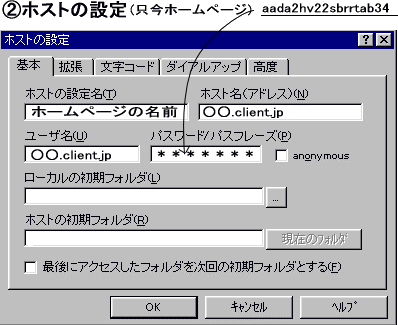只今ホームページのFFFTP設定